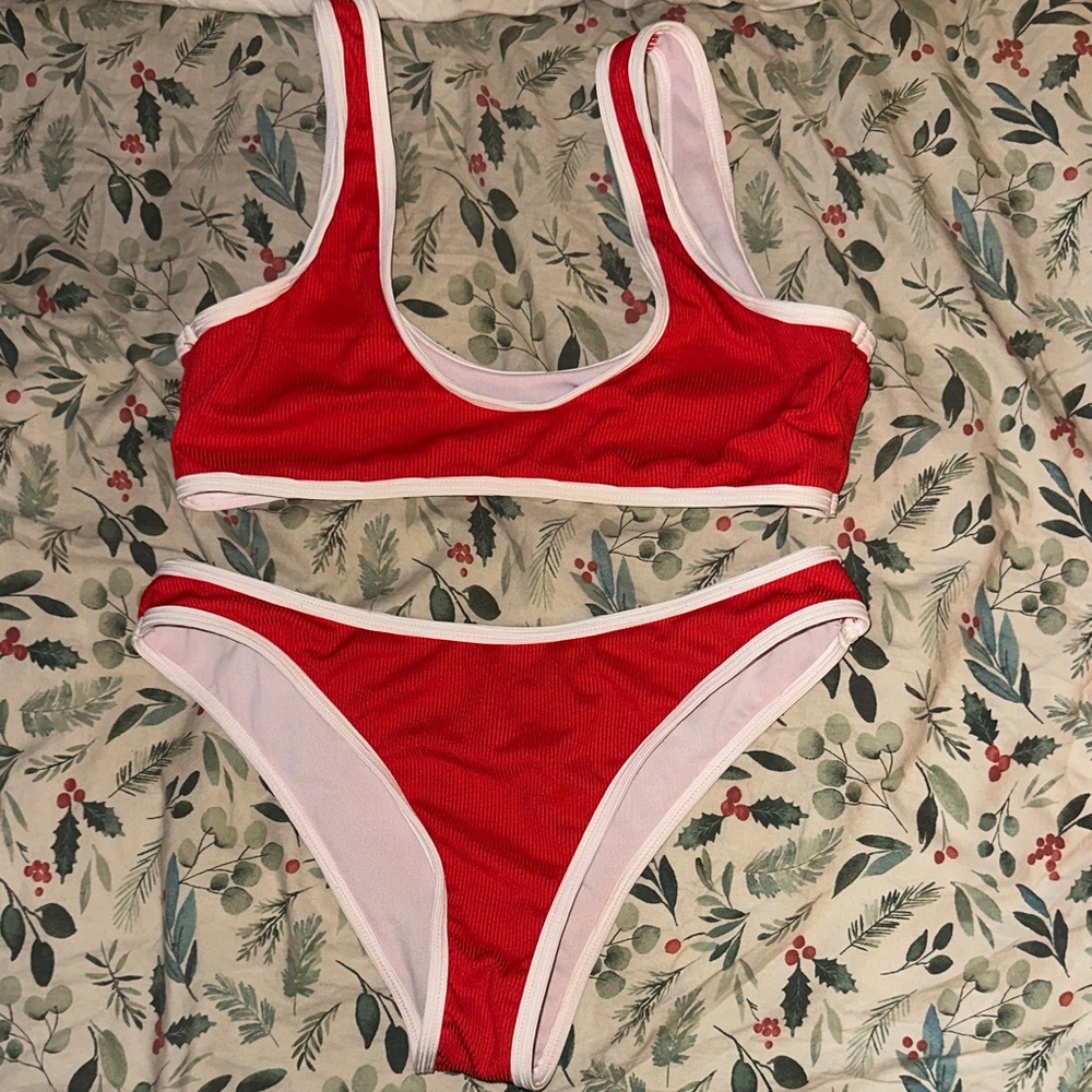 SHEIN Red and White Bikini Set